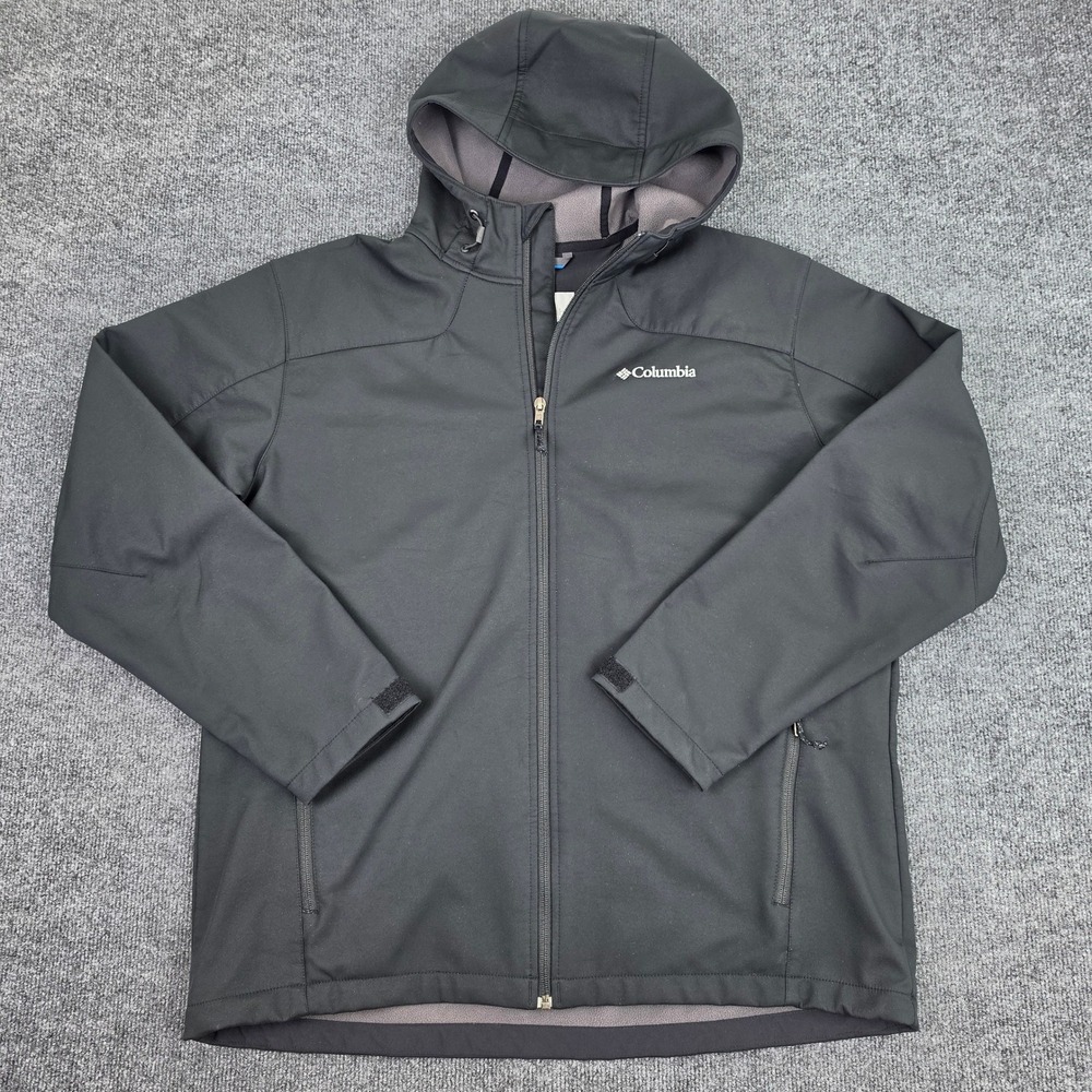 Columbia Ascender Softshell Jacket Men's L Black Full Zip Water Resistant